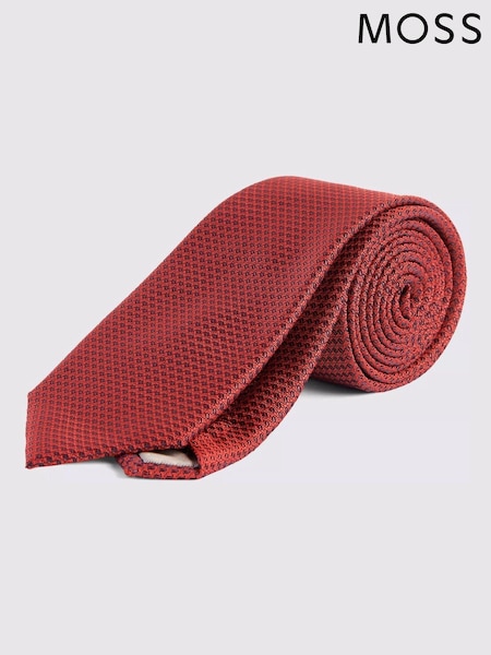 MOSS Dark Red Textured Tie (N51189) | £20