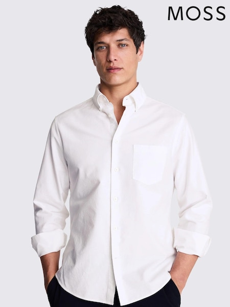 MOSS White Washed Oxford 100% Cotton Shirt (N51692) | £40