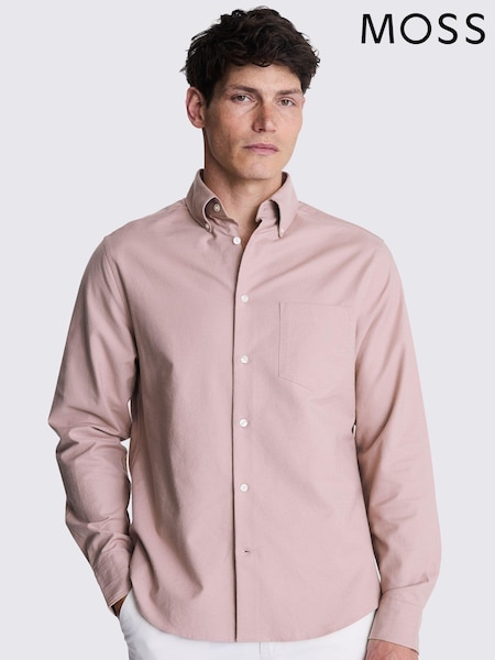 MOSS Pink Washed Oxford 100% Cotton Shirt (N51718) | £40