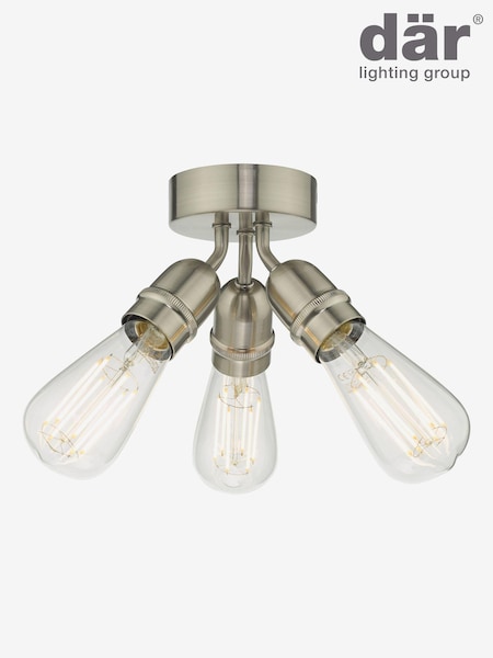 Dar Lighting Satin Nickel Yao 3 Light Flush Ceiling Light (N51759) | £30