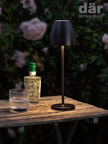 Dar Lighting Black Munich Rechargeable Outdoor Table Lamp IP54 (N51773) | £64