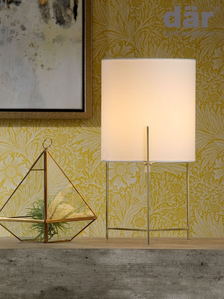 Dar Lighting Gold Michaela Satin Gold Table Lamp with White Shade (N51775) | £60
