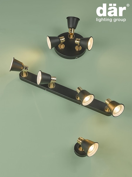 Dar Lighting Black Fry Rose Gold 3 Light Plate Spotlight (N51784) | £100