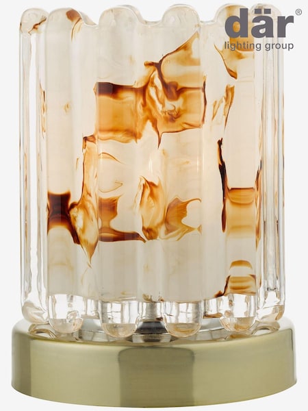 Dar Lighting Antique Brass Elf Touch Table Lamp with Amber Glass (N51785) | £31
