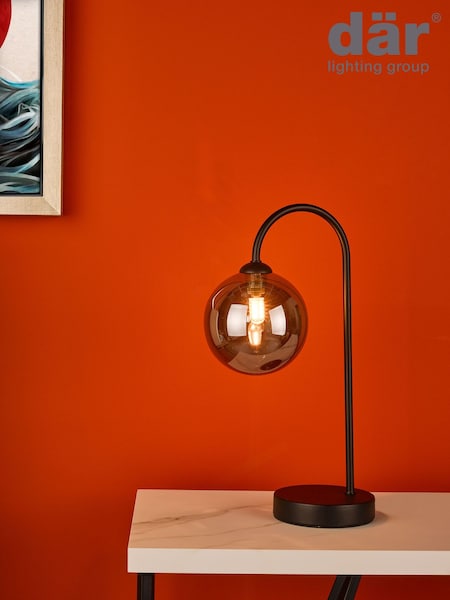 Dar Lighting Black/Smoked Glass Matt Eisse Touch Table Lamp (N51786) | £53