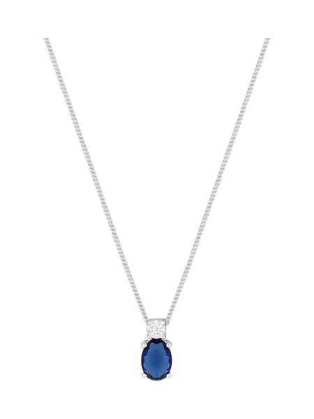Simply Silver Sterling Silver Tone 925 Mini Sapphire Cubic Zirconia Pendant Necklace (N51813) | £25