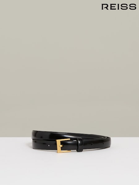 Reiss Black Holly Leather Skinny Belt (N52038) | £38