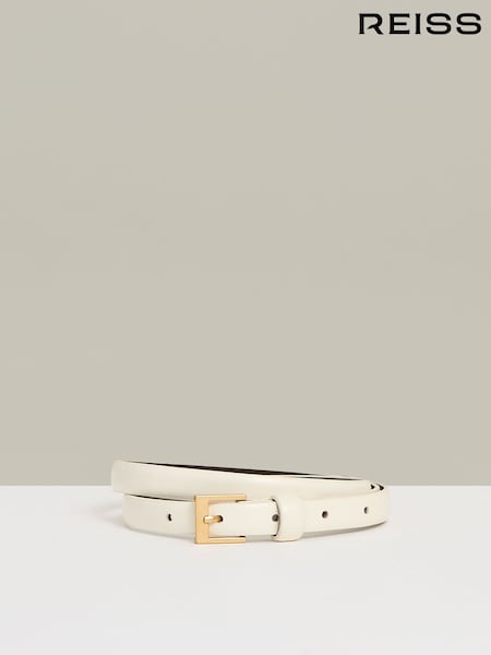 Reiss Off White Holly Leather Skinny Belt (N52040) | £38
