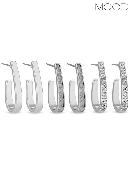 Mood Silver Hoop Earrings 3 Pack (N52175) | £18