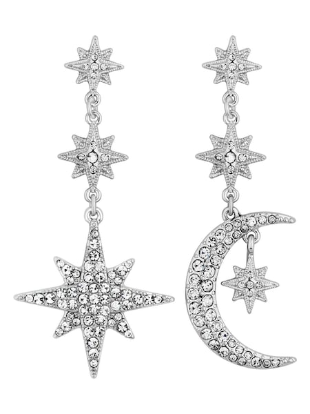 Mood Silver Plated Mix And Match Stars And Moon Drop Earring (N52193) | £17