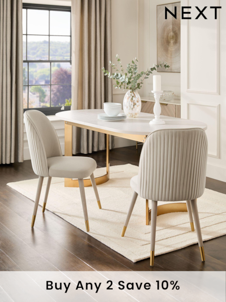 Set of 2 Soft Velvet Pebble Valencia Upholstered Dining Chairs (N52325) | £290