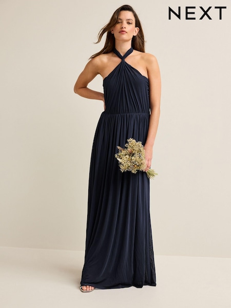 Navy Mesh Multiway Bridesmaid Wedding Maxi Dress (N52370) | £72