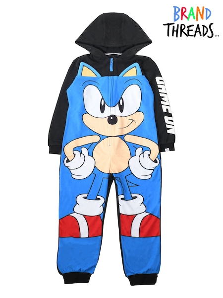 Brand Threads Blue Sonic The Hedgehog Boys Fleece All-In-One (N52401) | £24