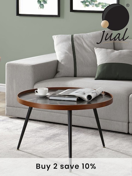Jual Black Siena Marble Effect Round Coffee Table (N52412) | £265