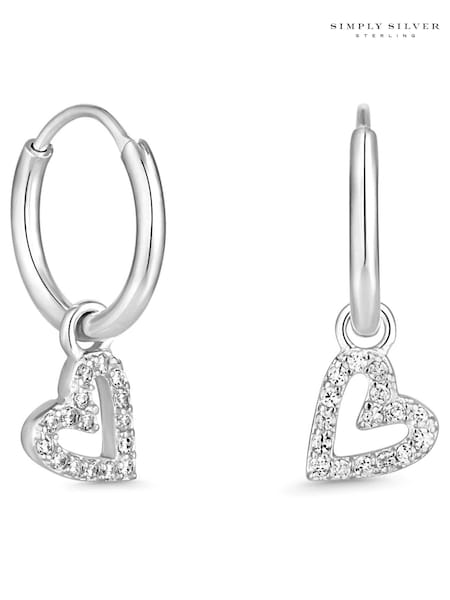 Simply Silver Sterling Silver Tone 925 Mini Heart Hoop Earrings (N52739) | £22