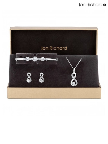 Jon Richard Silver Tone Crystal Infinity Jewellery Set in a Gift Box (N53050) | £25