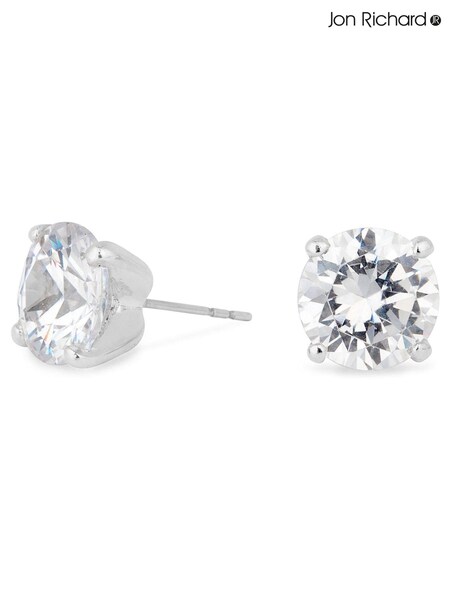 Jon Richard Silver Tone Round Cz Stud Earrings10mm (N53140) | £16