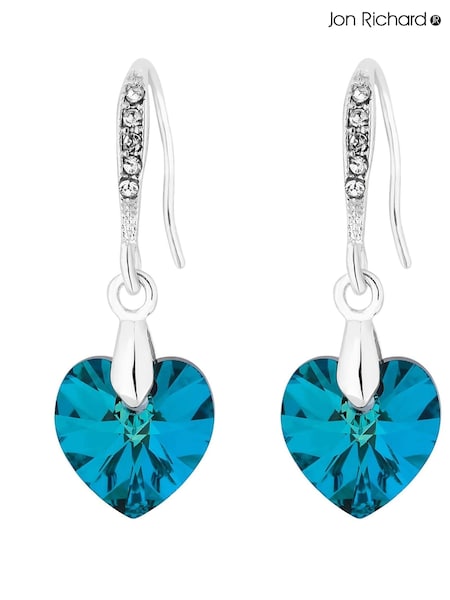Jon Richard Blue Heart Drop Earrings (N53275) | £25