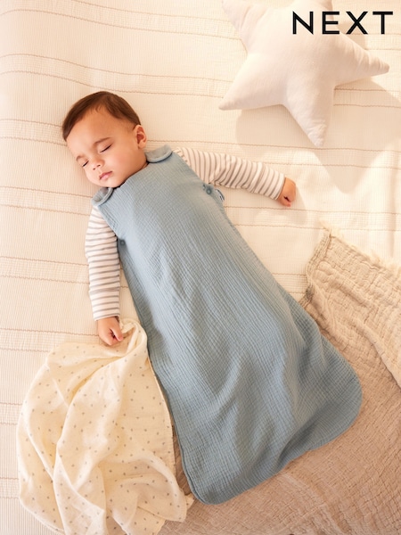 Blue Muslin 1 Tog Baby 100% Cotton Sleep Bag (N53722) | £28 - £32