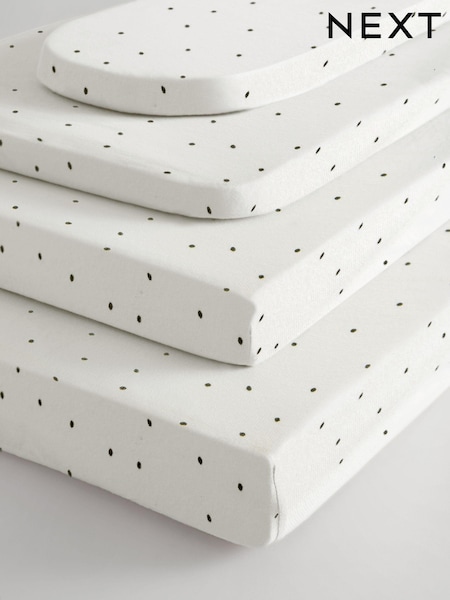 2 Pack White/Grey Speckle 100% Cotton Jersey Baby Fitted Sheets (N53814) | £17 - £25