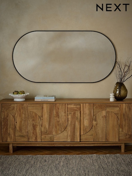 Black Wide Pill Metal Full Length Wall Mirror (N53957) | £220
