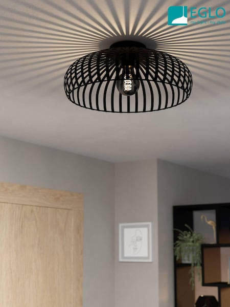 Eglo Black Mogano 3 Wireframe Flush Ceiling Light (N53975) | £69