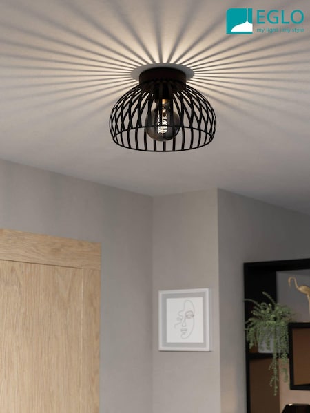 Eglo Black Mogano 3 Wireframe Flush Ceiling Light (N53976) | £43