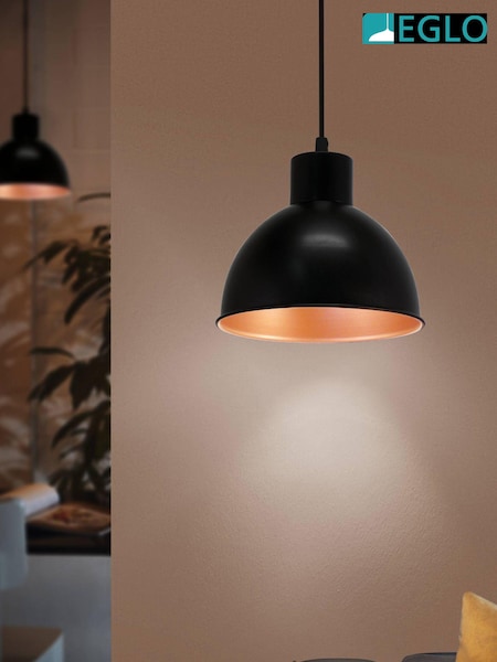 Eglo Black Truro Domed Pendant Ceiling Light (N53991) | £35