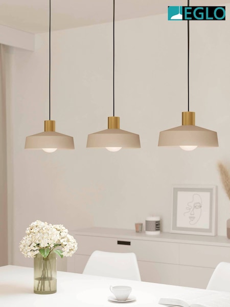 Eglo Brass Valdiola 3 Light Pendant Ceiling Light (N53993) | £103