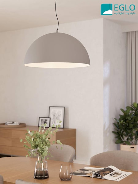 Eglo Black Gaetano 1 Large Steel Dome Pendant Ceiling Light (N54092) | £130