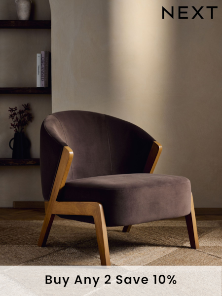 Bronx Frame Soft Velvet Chocolate Brown Turner Wooden Accent Chair (N54178) | £325