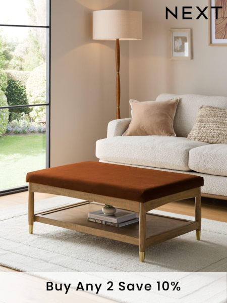 Soft Velvet Rust Brown Flinton Upholstered Coffee Table (N54190) | £275