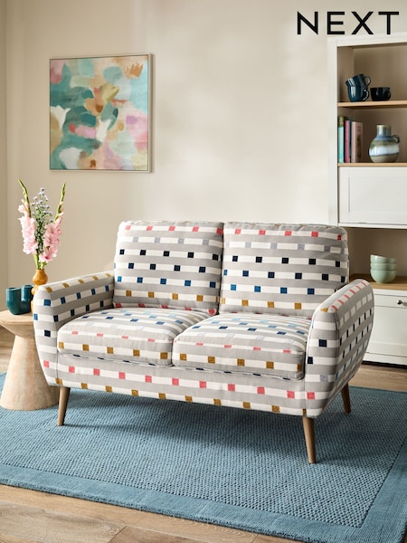 Chunky Stripe Geo Grey Oak Effect Leg Wilson Compact 2 Seater Sofa in a Box (N54191) | £550