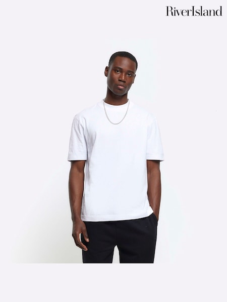 River Island White Regular Fit Studio 100% Cotton T-Shirt (N54475) | £17