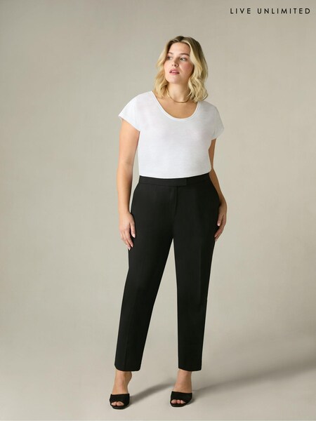 Live Unlimited Black Curve Tailored Button Detail Trousers (N54537) | £49