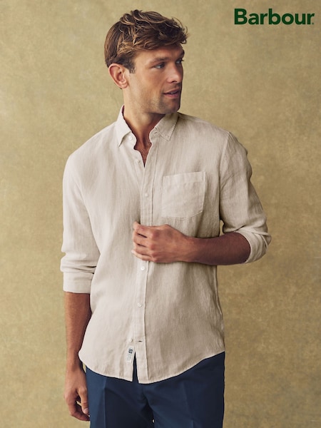 Barbour® Neutral Regular Fit 100% Linen Shirt (N54566) | £95