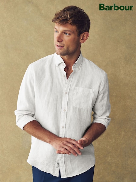 Barbour® White Regular Fit 100% Linen Shirt (N54567) | £95