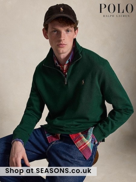 Green - Regular Polo Ralph Lauren Knit Half Zip Pullover Sweatshirt
