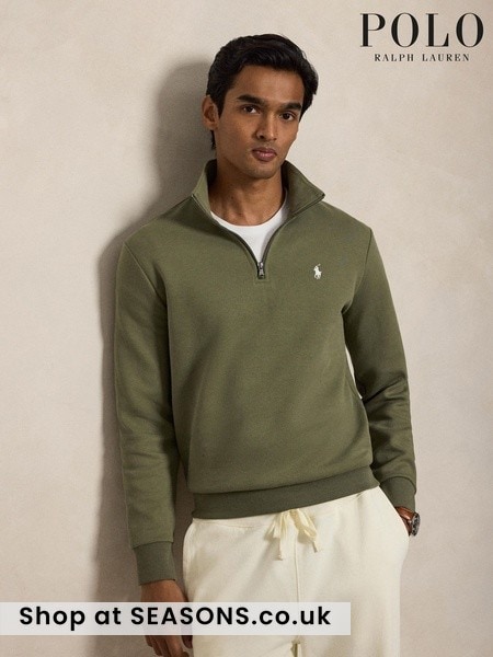 Green - Regular Polo Ralph Lauren Double Knit Tech Quarter Zip Sweatshirt