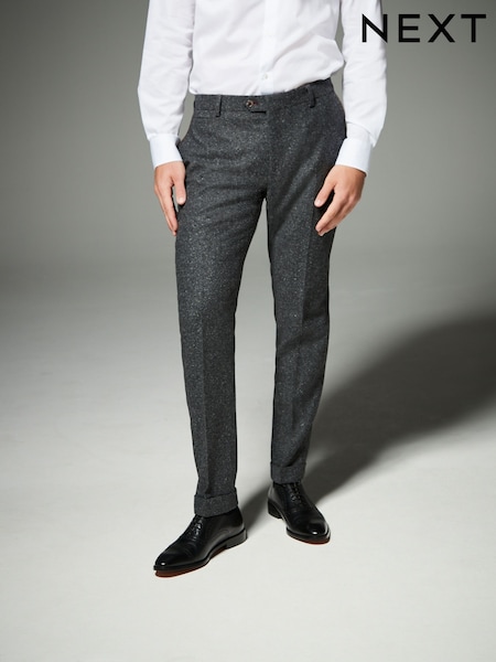 Charcoal Grey Regular Fit Trimmed Neppy Nova Fides Suit Trousers (N54889) | £19.50