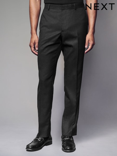 Black Tailored Fit Textured Wool Suit Trousers (N54900) | £55