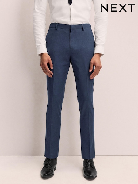 Mid Blue Slim Fit Muscle FIt Motionflex Stretch Suit Trousers (N54949) | £50