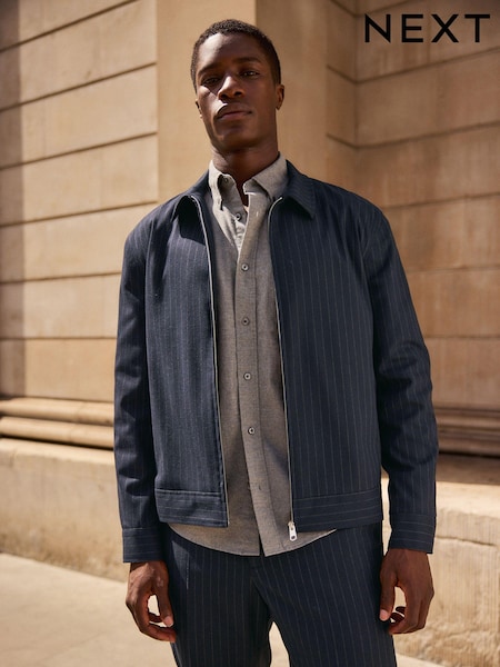 Navy Blue Stripe Formal Shacket (N54951) | £59