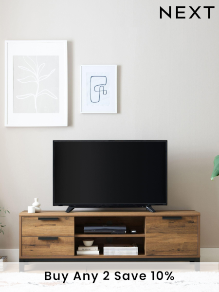 Dark Bronx Oak Effect Up To 65 Inch Compact TV Unit (N55054) | £299