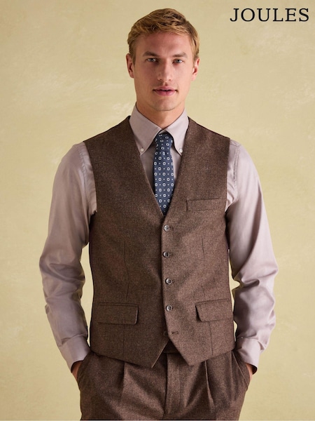 Brown Slim Fit Texture Suit Waistcoat (N55165) | £85