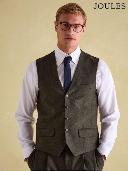 Green Slim Fit Texture Suit Waistcoat (N55166) | £85