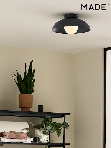 MADE.COM Black Malta Bathroom Flush Ceiling Light (N55333) | £69