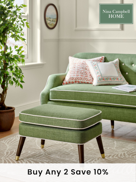 Nina Campbell Carmel Green Walton Footstool (N55938) | £199