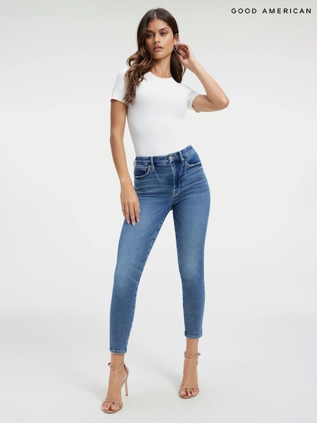Good American Blue Waist Skinny 100% Cotton Jeans (N56145) | £133