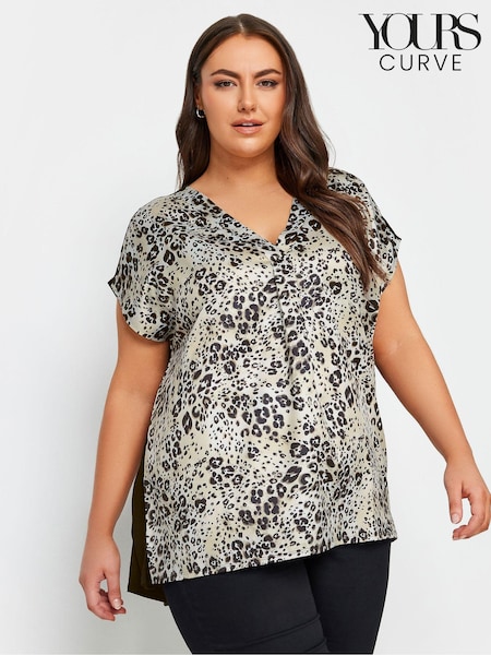 Yours Curve Black Woven Front T-Shirt (N56197) | £22